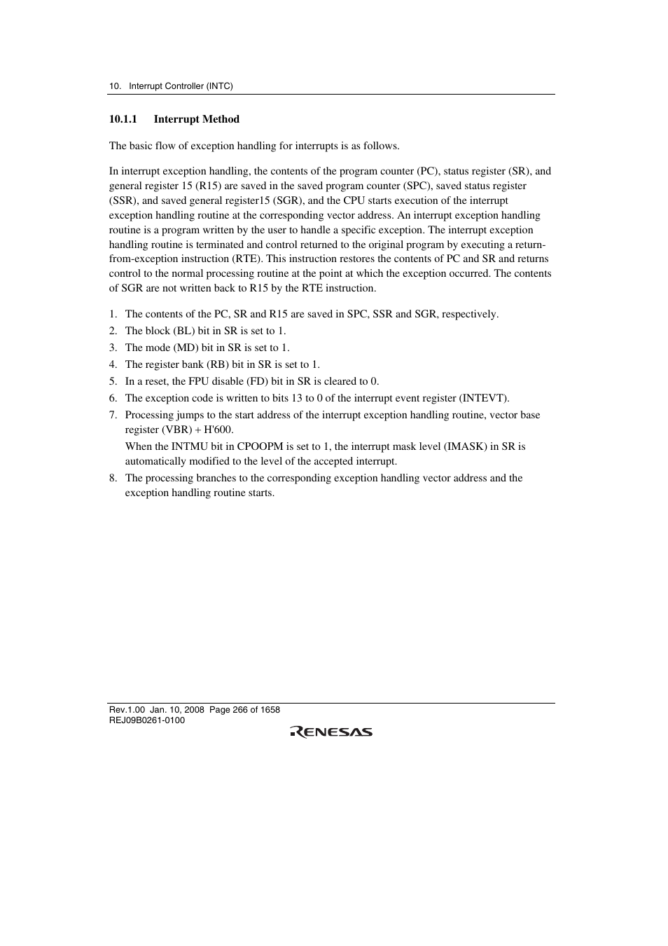 1 interrupt method | Renesas SH7781 User Manual | Page 296 / 1692
