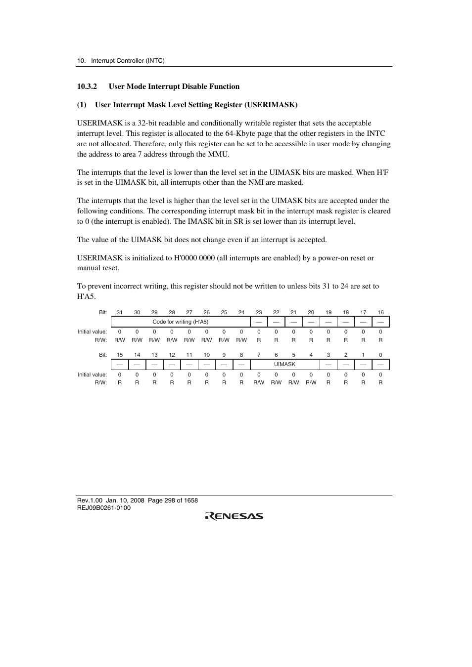 2 user mode interrupt disable function | Renesas SH7781 User Manual | Page 328 / 1692