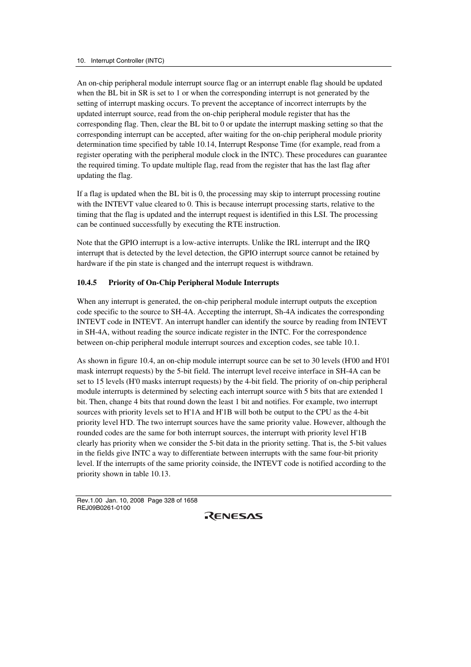 5 priority of on-chip peripheral module interrupts | Renesas SH7781 User Manual | Page 358 / 1692