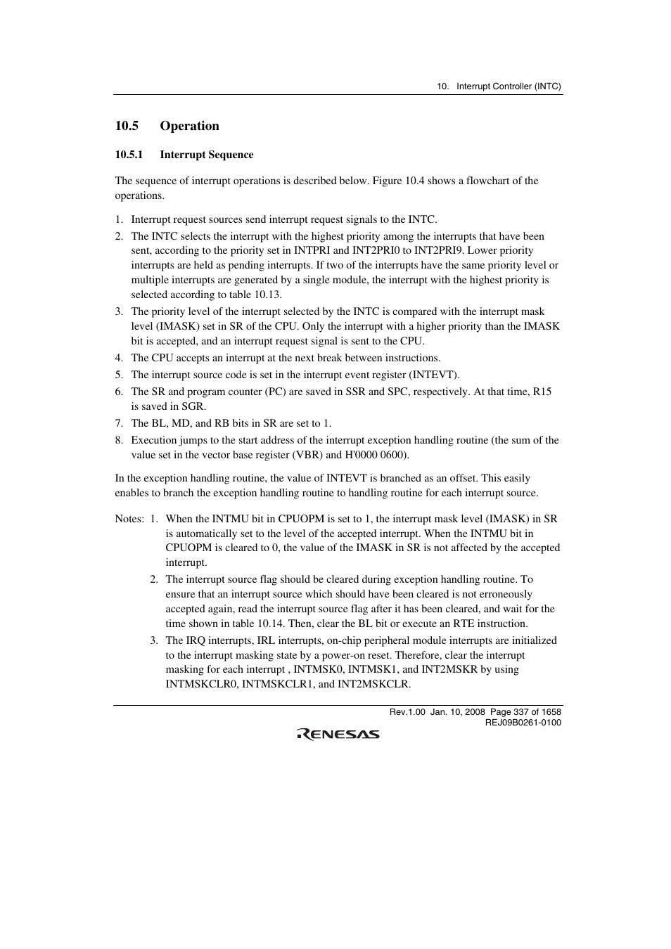 5 operation, 1 interrupt sequence | Renesas SH7781 User Manual | Page 367 / 1692