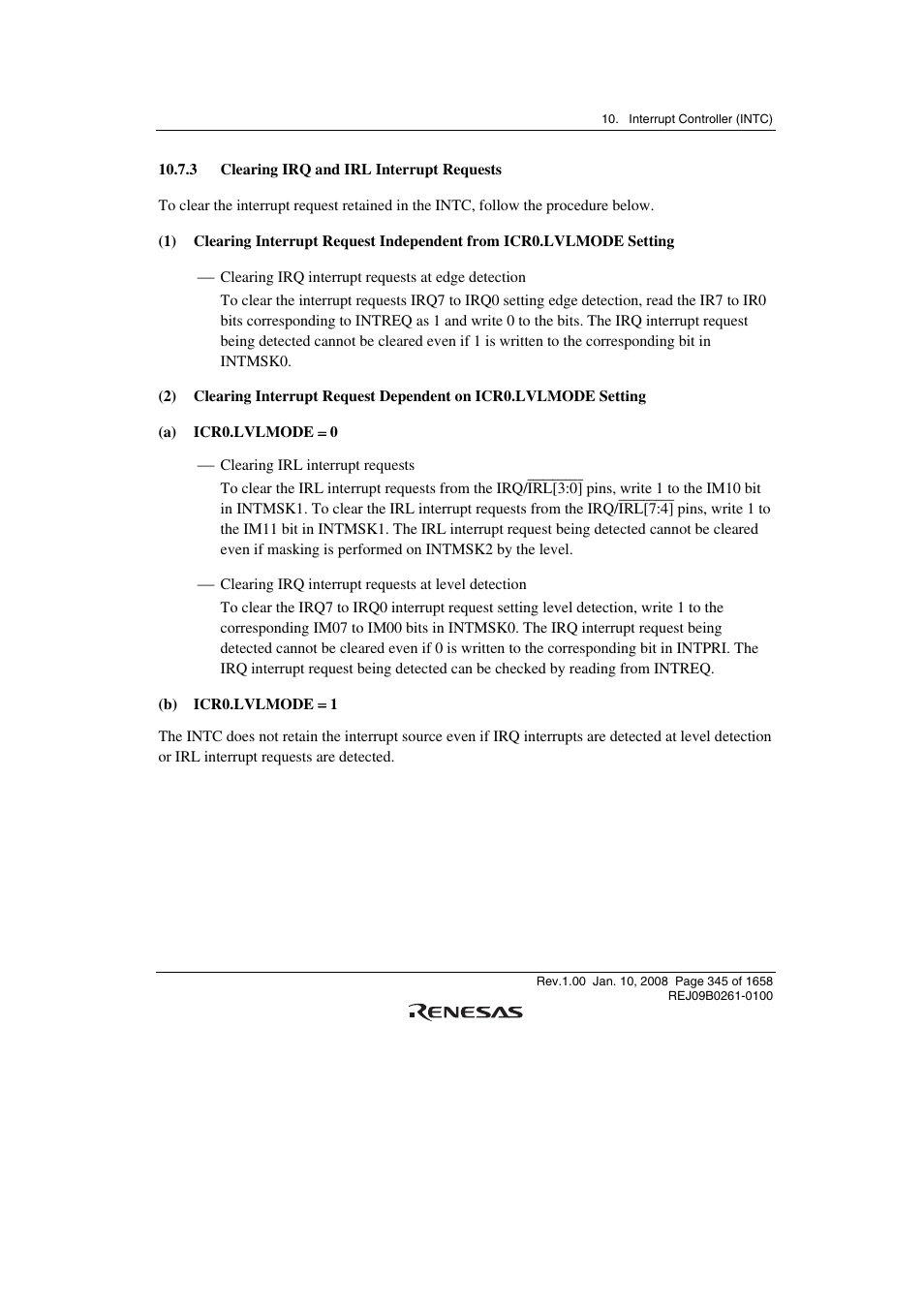 3 clearing irq and irl interrupt requests | Renesas SH7781 User Manual | Page 375 / 1692