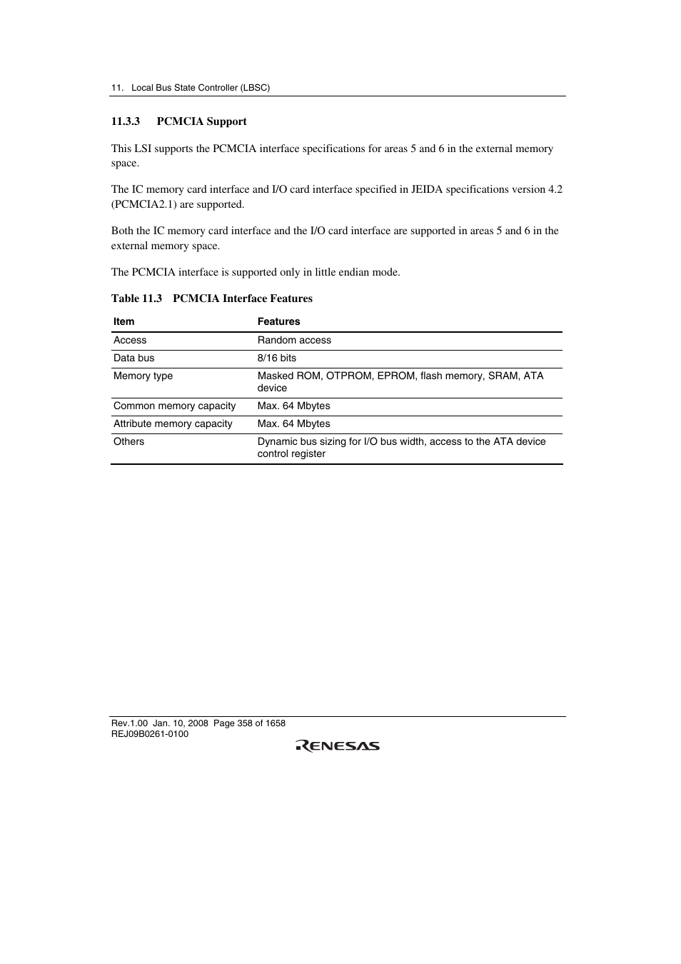 3 pcmcia support | Renesas SH7781 User Manual | Page 388 / 1692