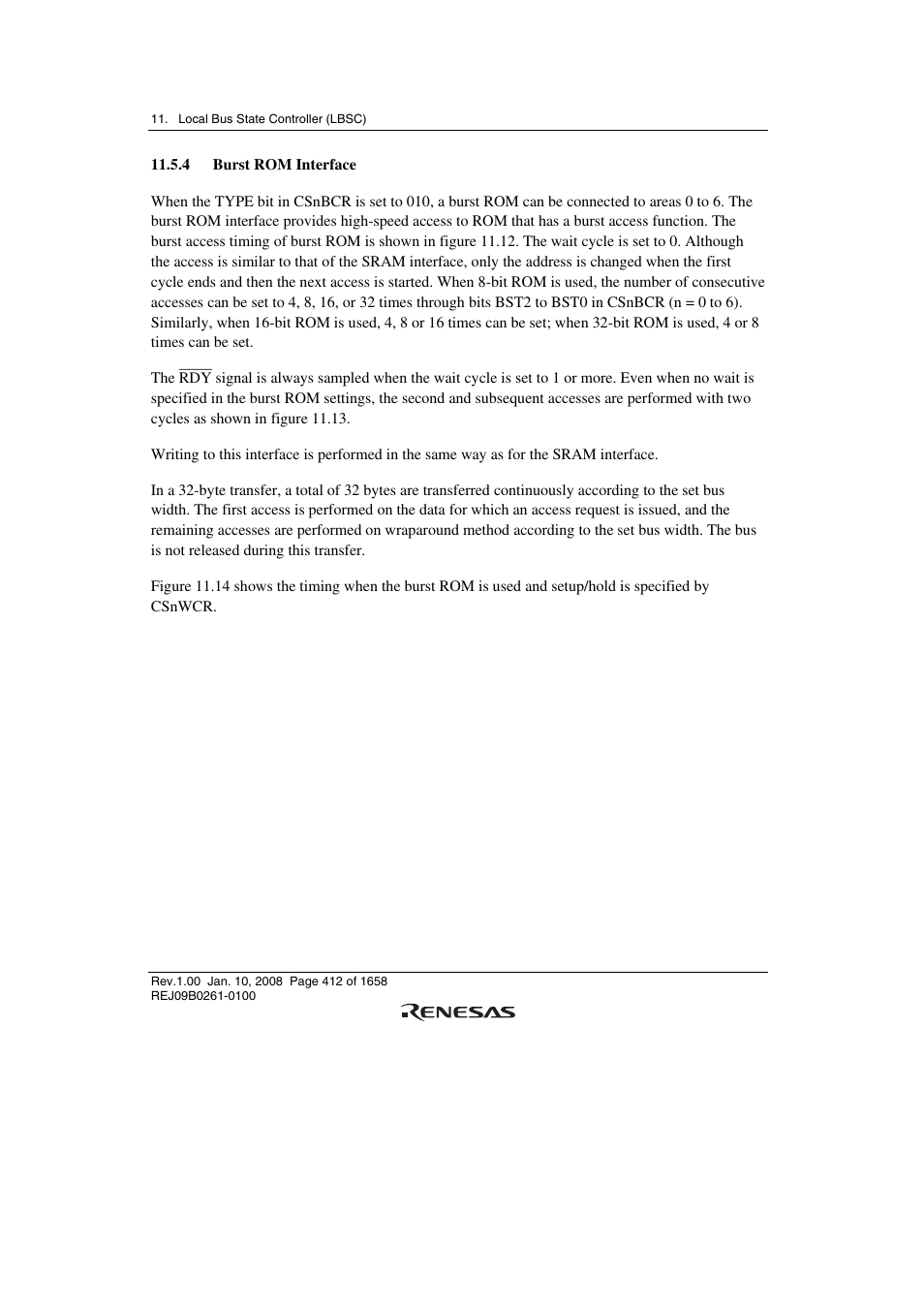 4 burst rom interface | Renesas SH7781 User Manual | Page 442 / 1692