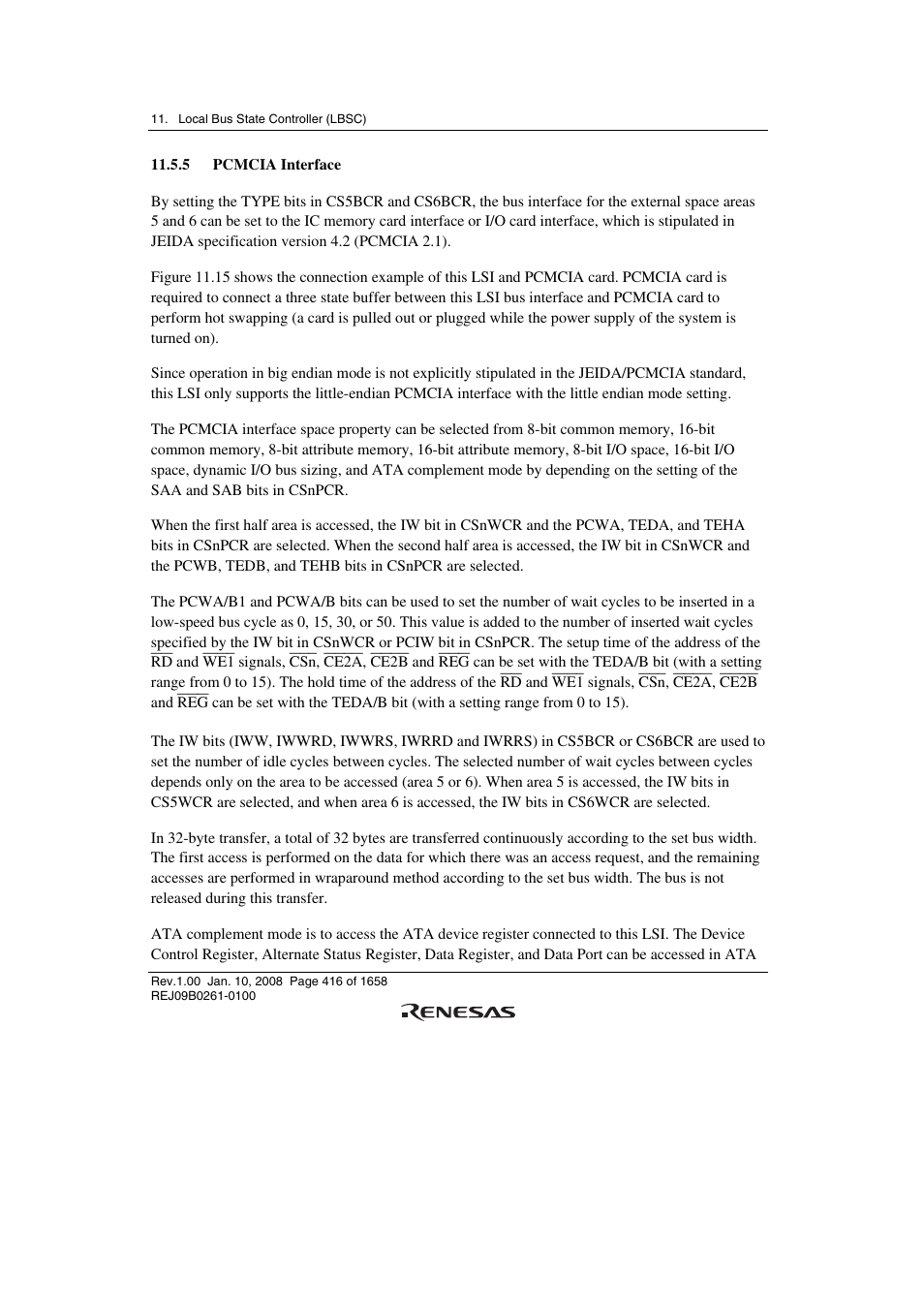 5 pcmcia interface | Renesas SH7781 User Manual | Page 446 / 1692