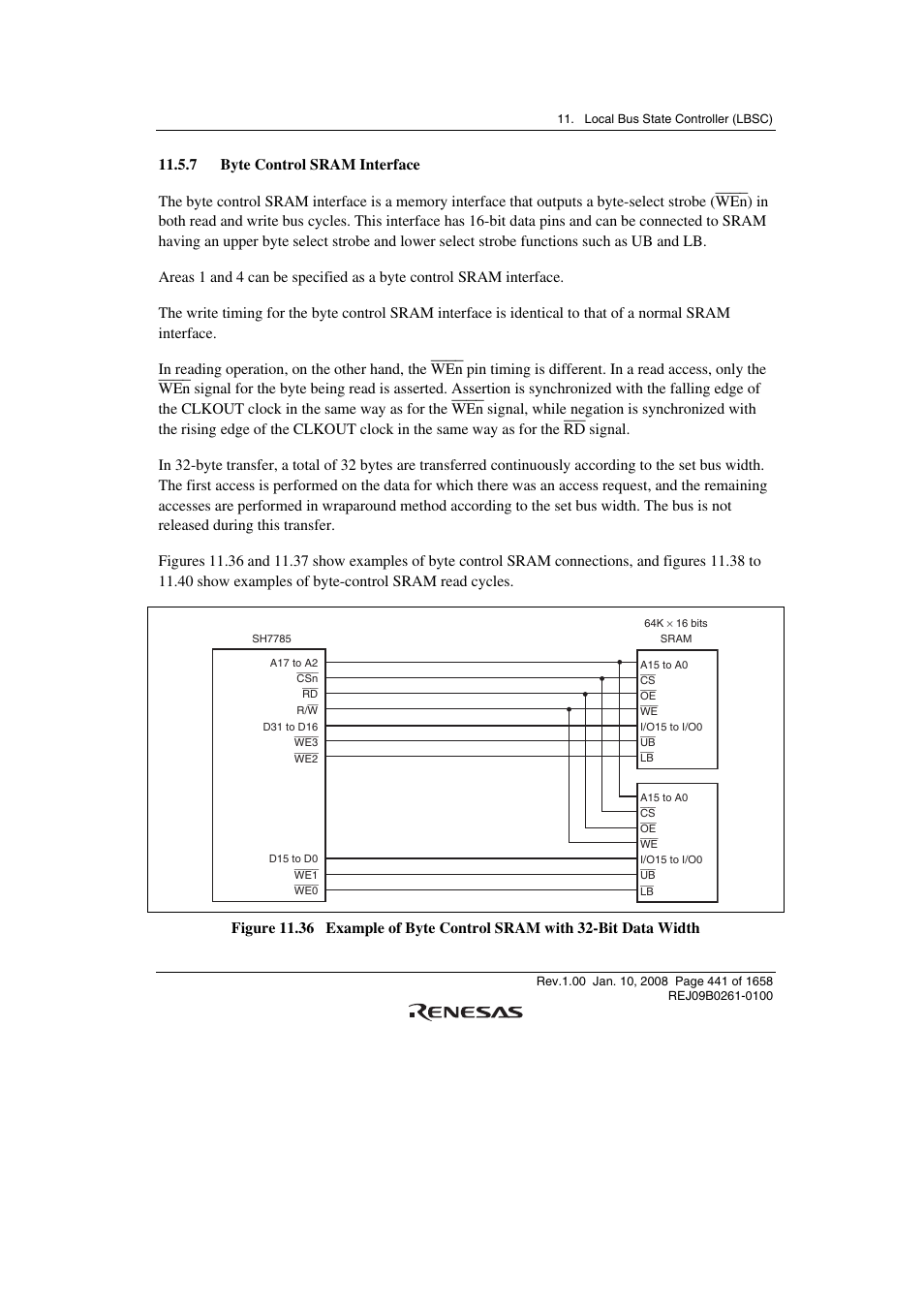 7 byte control sram interface | Renesas SH7781 User Manual | Page 471 / 1692