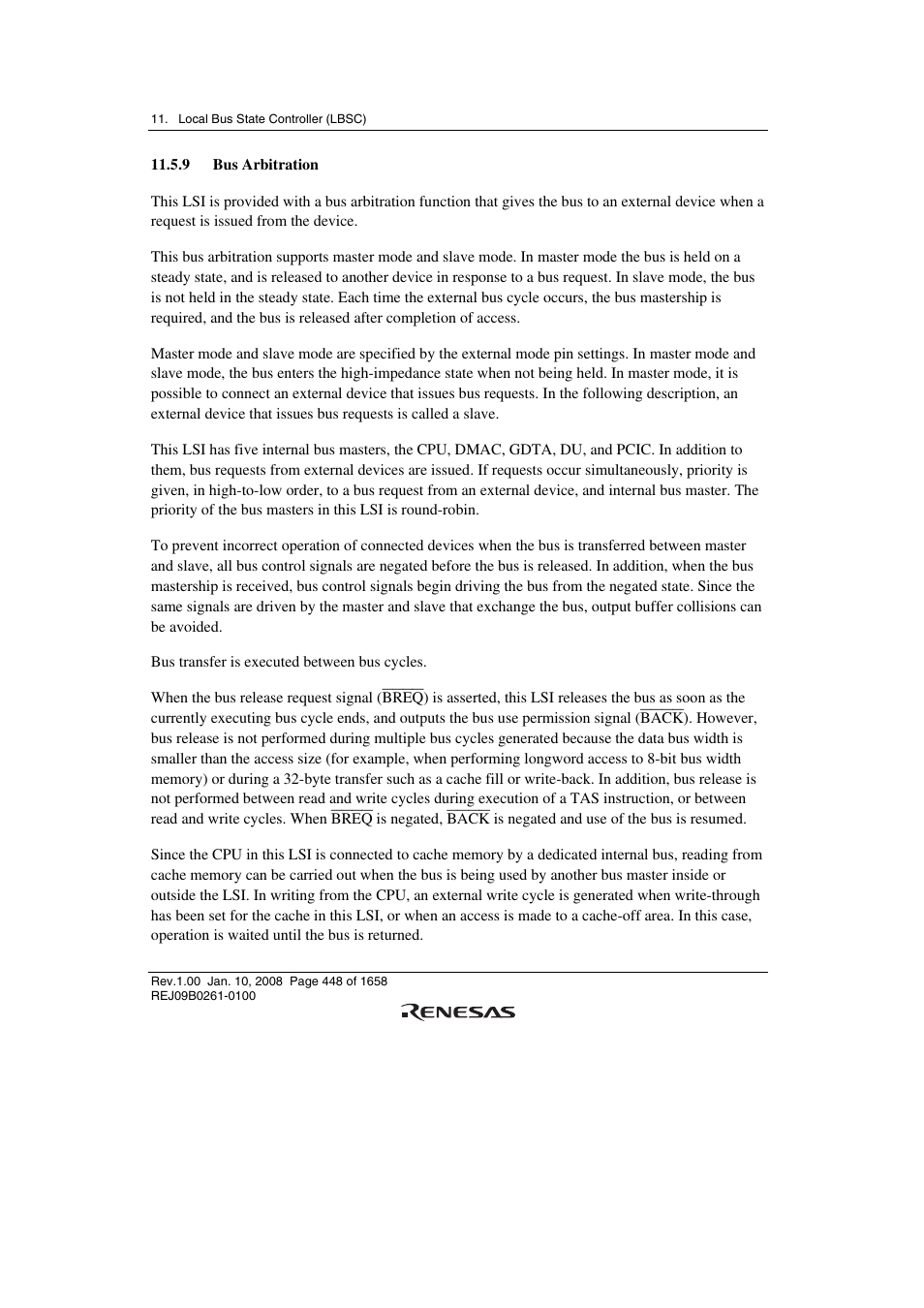 9 bus arbitration | Renesas SH7781 User Manual | Page 478 / 1692