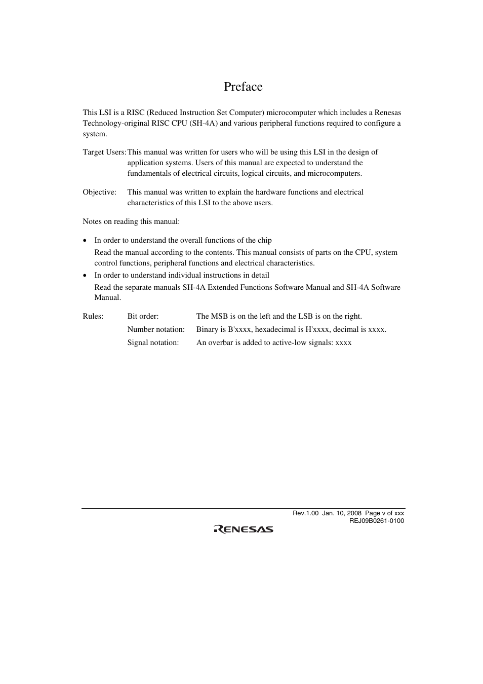 Preface | Renesas SH7781 User Manual | Page 5 / 1692