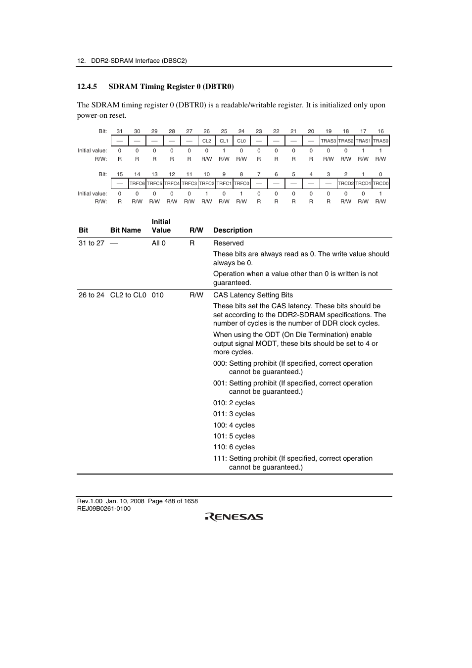 5 sdram timing register 0 (dbtr0) | Renesas SH7781 User Manual | Page 518 / 1692