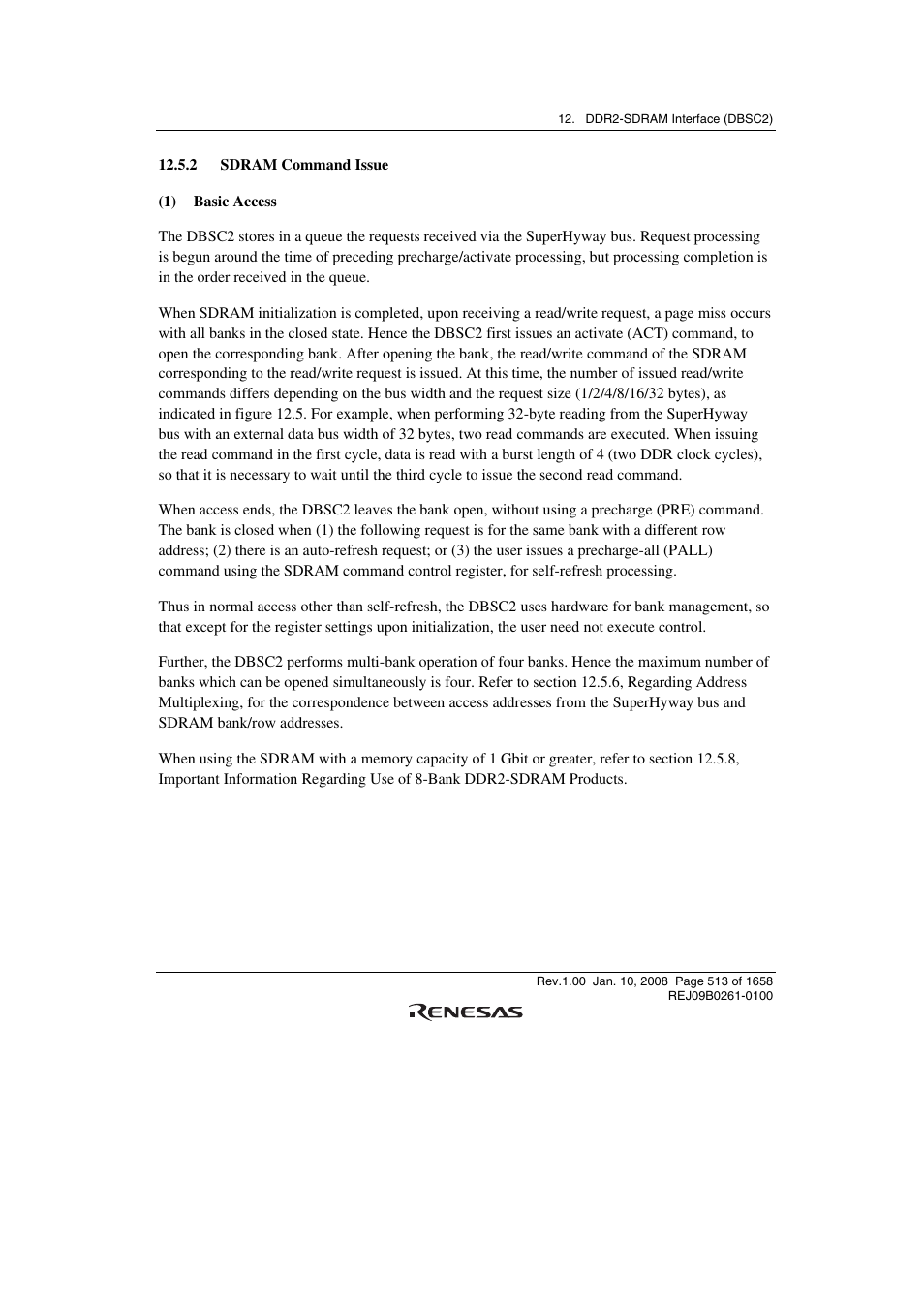 2 sdram command issue | Renesas SH7781 User Manual | Page 543 / 1692