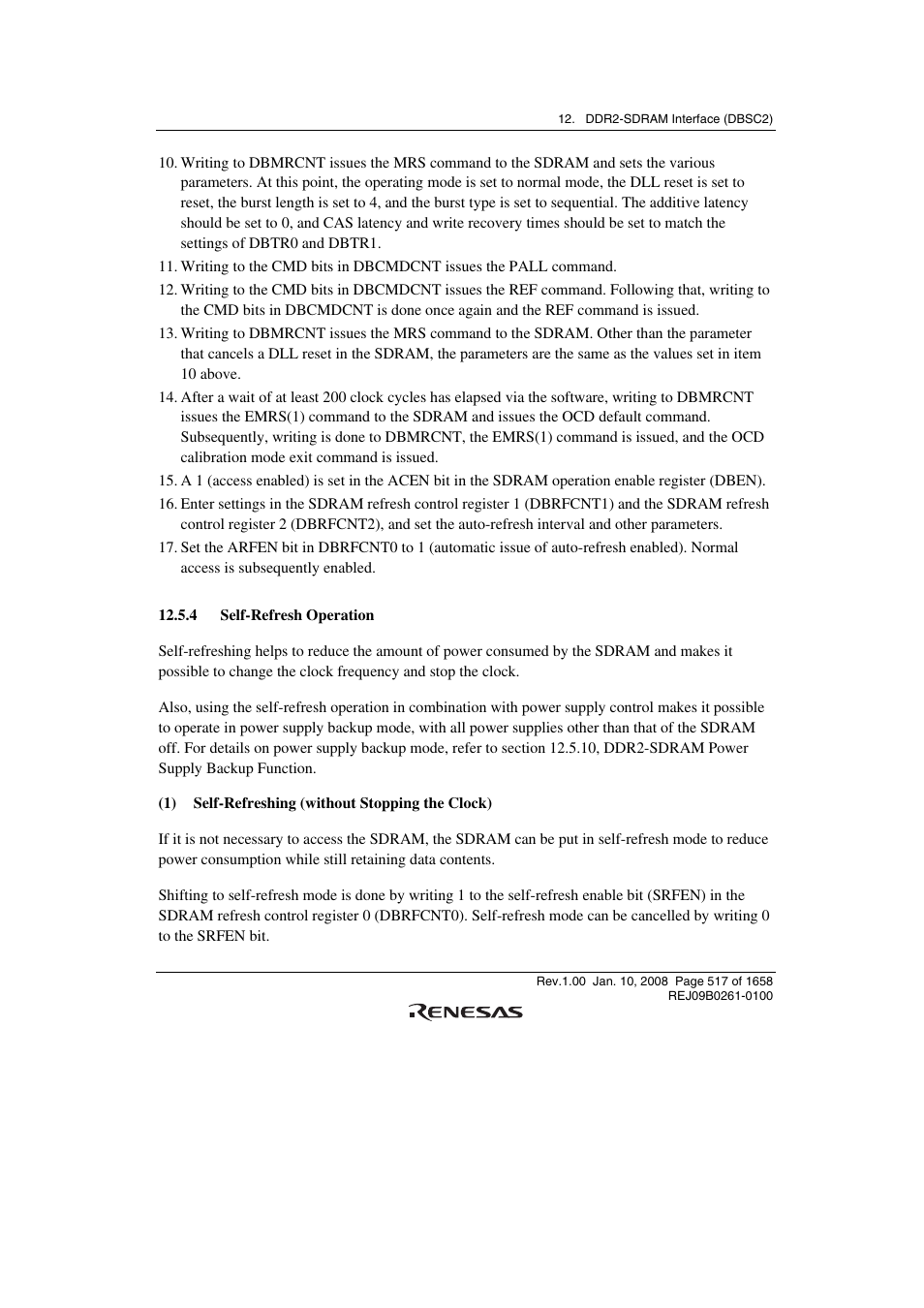 4 self-refresh operation | Renesas SH7781 User Manual | Page 547 / 1692