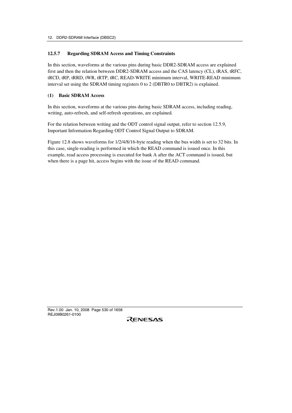 7 regarding sdram access and timing constraints | Renesas SH7781 User Manual | Page 560 / 1692