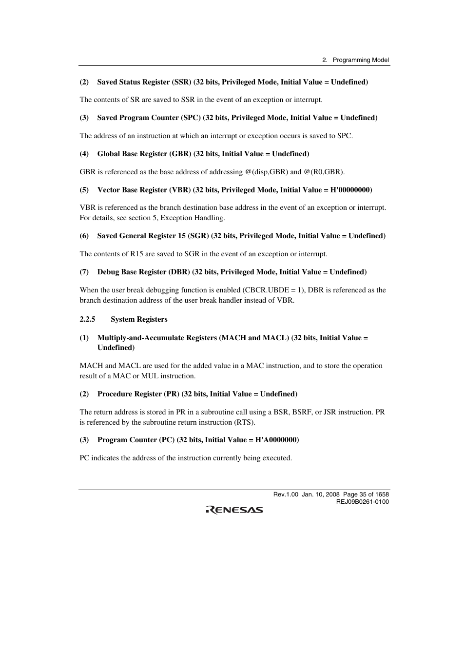 5 system registers | Renesas SH7781 User Manual | Page 65 / 1692