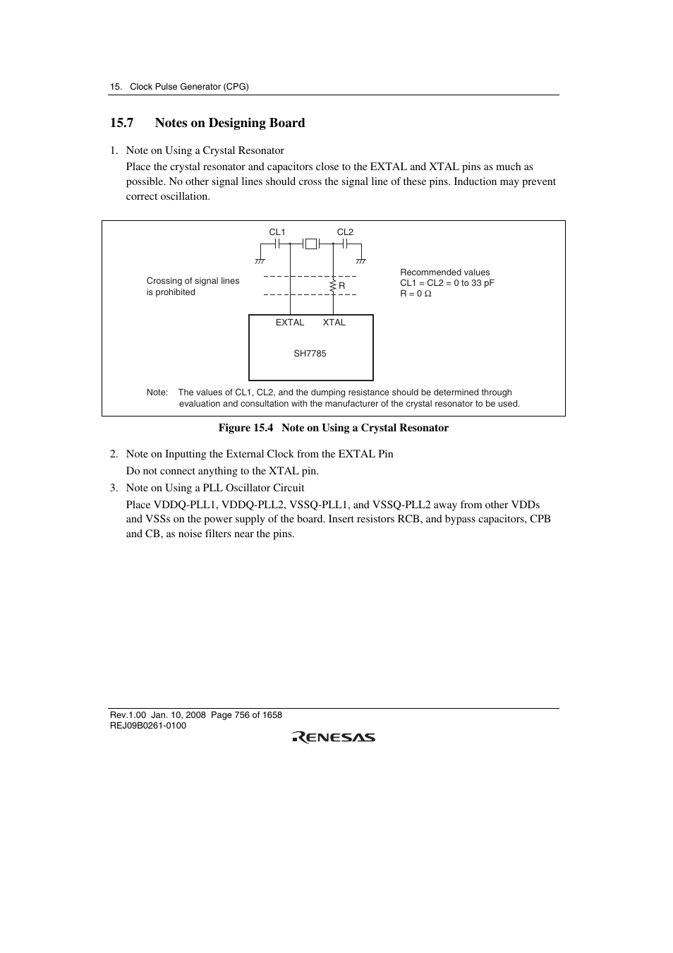 7 notes on designing board | Renesas SH7781 User Manual | Page 786 / 1692