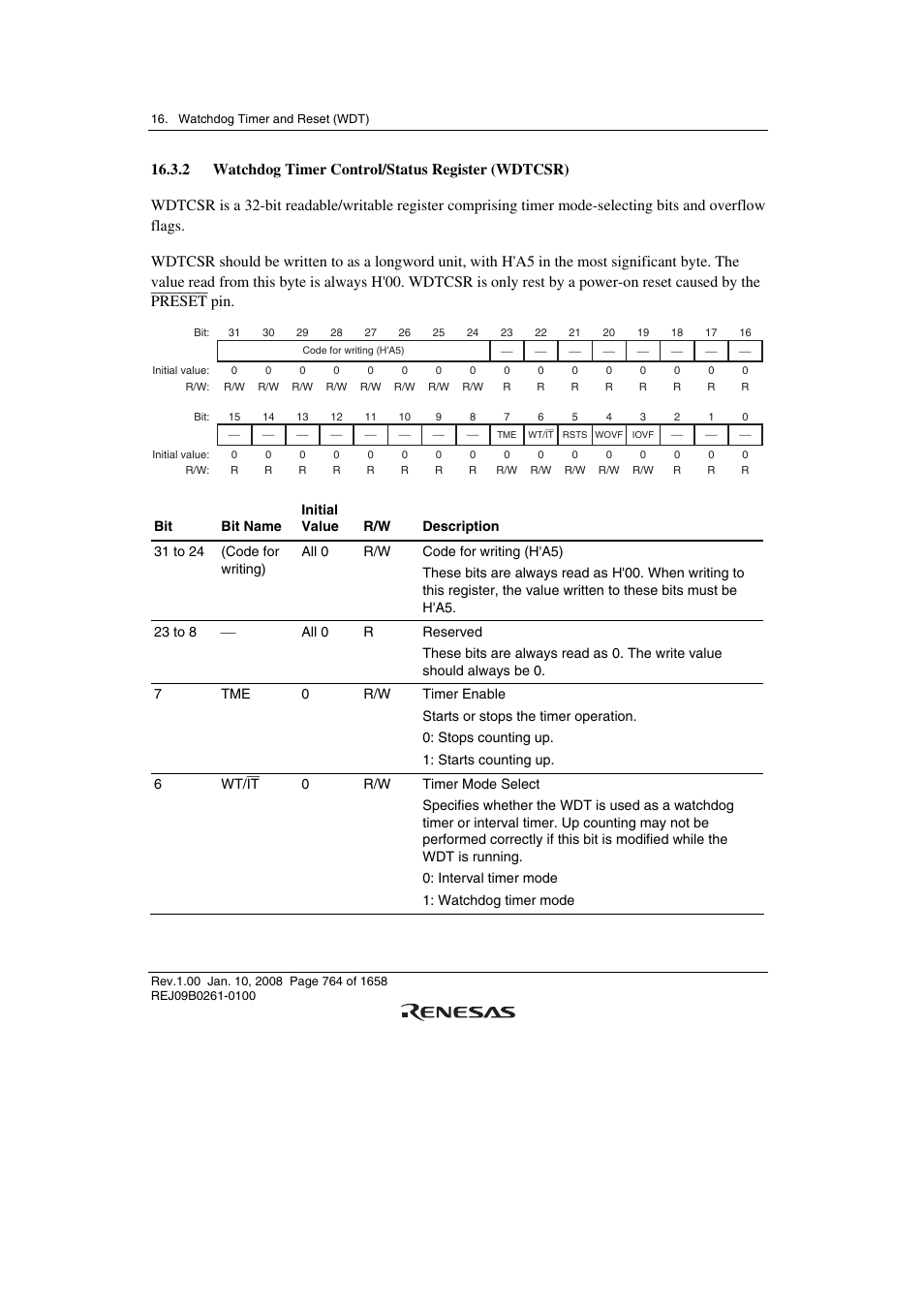 2 watchdog timer control/status register (wdtcsr) | Renesas SH7781 User Manual | Page 794 / 1692