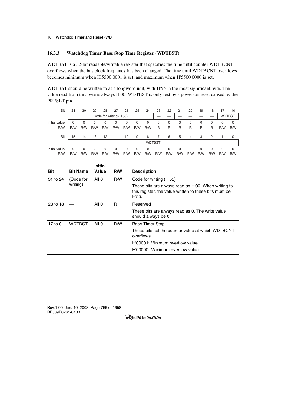 3 watchdog timer base stop time register (wdtbst) | Renesas SH7781 User Manual | Page 796 / 1692