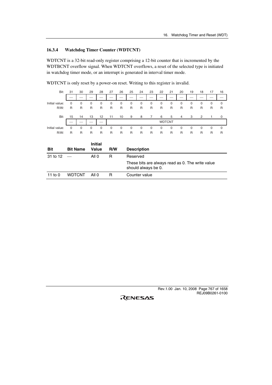 4 watchdog timer counter (wdtcnt) | Renesas SH7781 User Manual | Page 797 / 1692