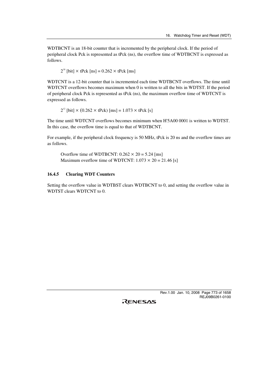 5 clearing wdt counters | Renesas SH7781 User Manual | Page 803 / 1692