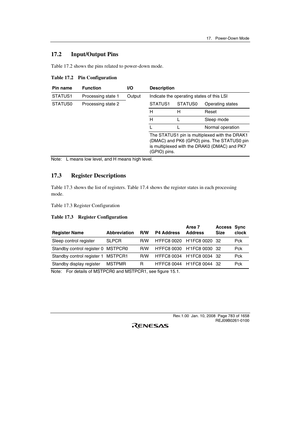 2 input/output pins, 3 register descriptions | Renesas SH7781 User Manual | Page 813 / 1692