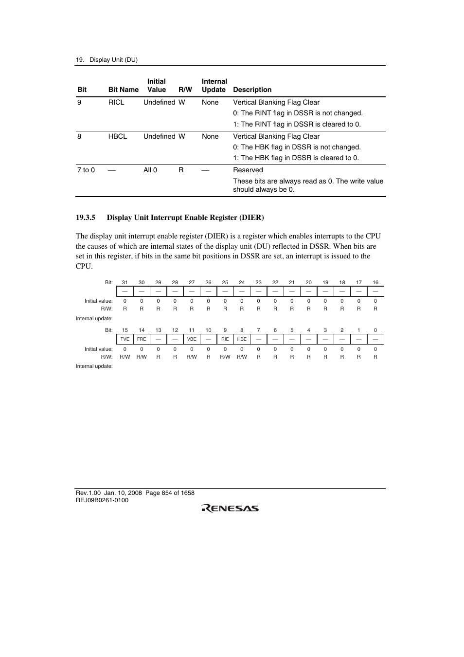 5 display unit interrupt enable register (dier) | Renesas SH7781 User Manual | Page 884 / 1692