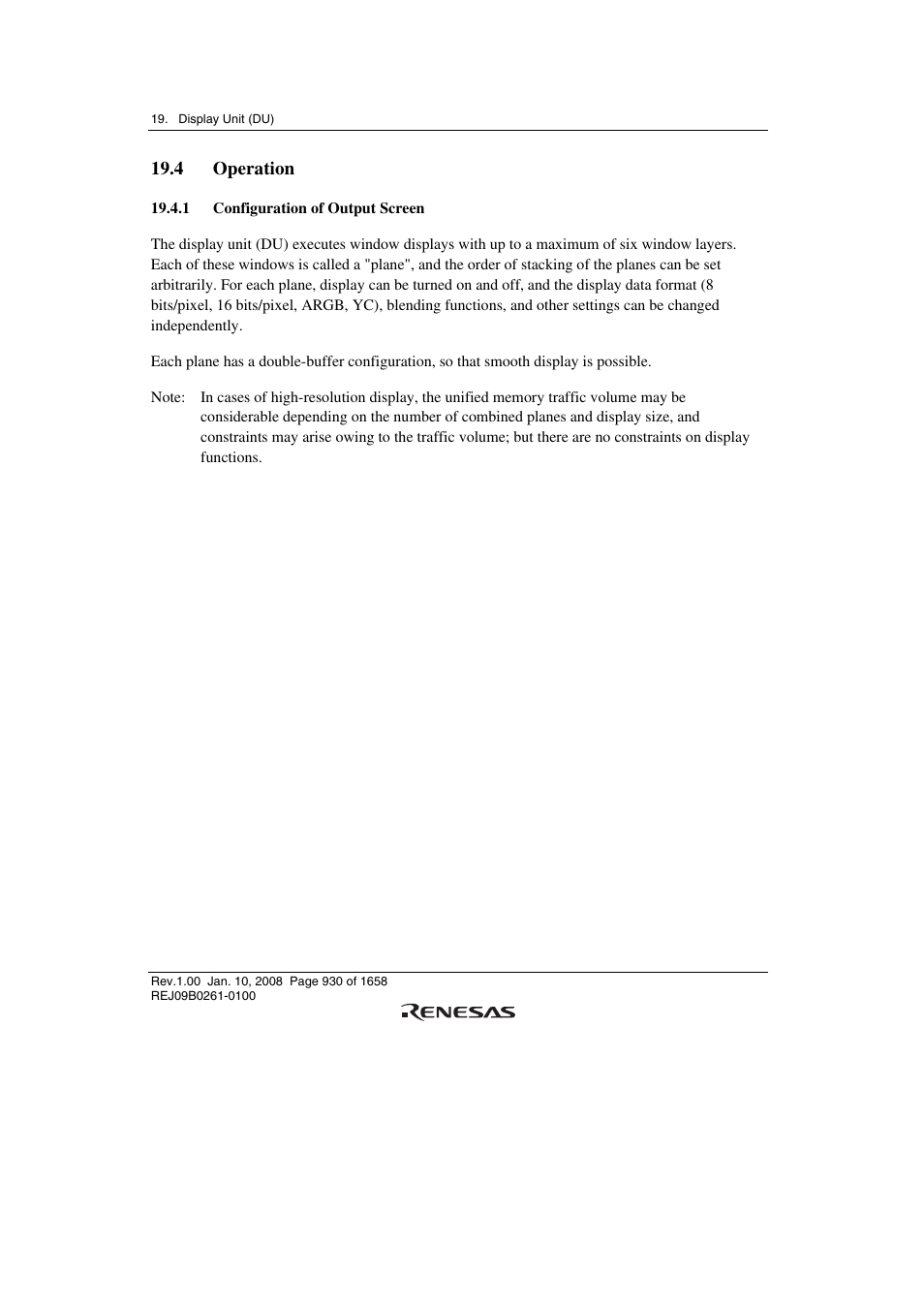 4 operation, 1 configuration of output screen | Renesas SH7781 User Manual | Page 960 / 1692