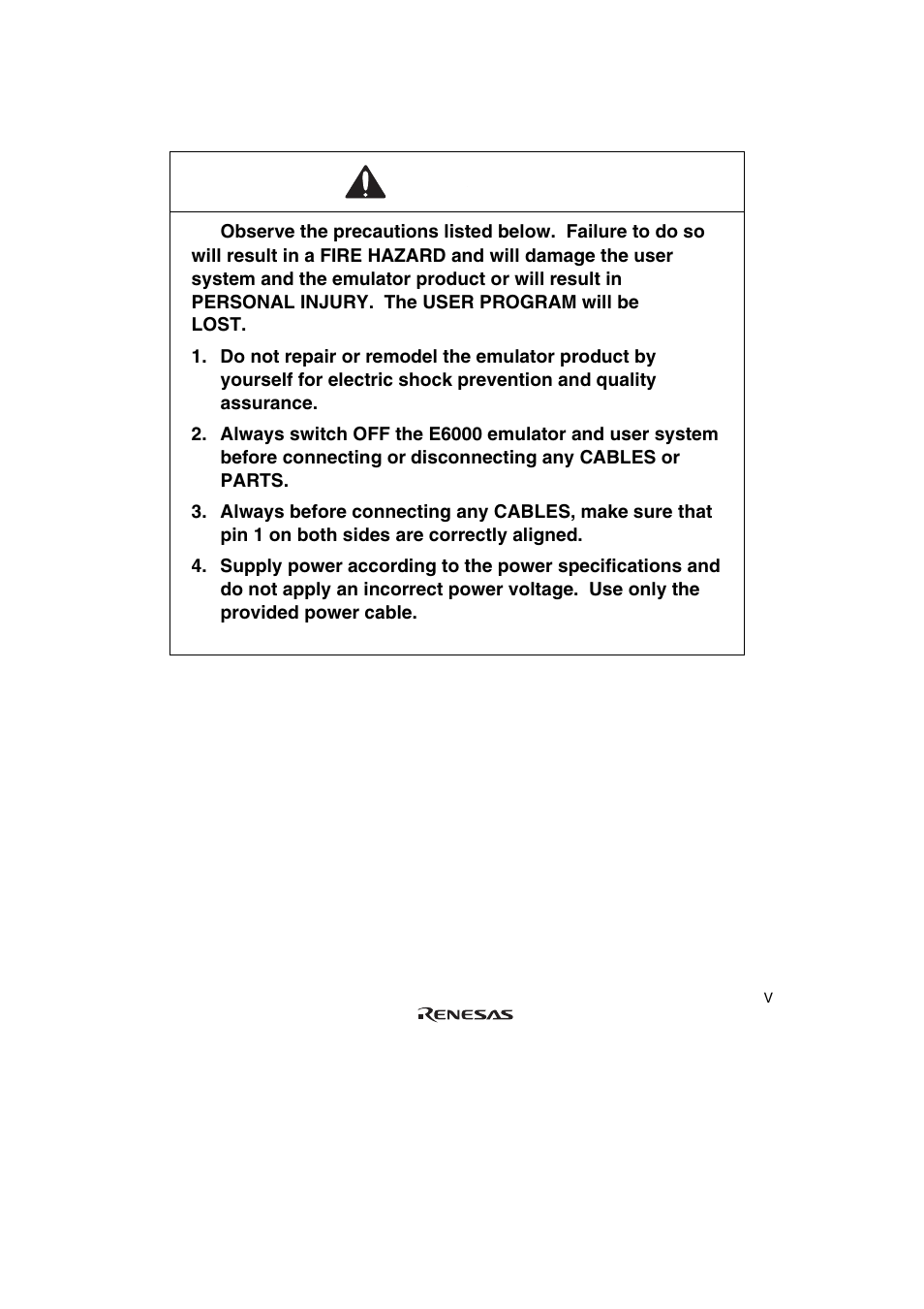 Warning | Renesas H8/36109 User Manual | Page 11 / 30
