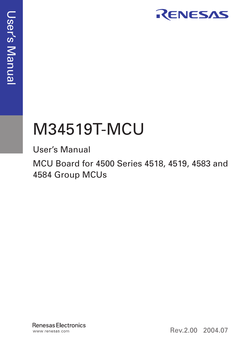 Renesas Single-Chip Microcomputer M34519T-MCU User Manual | Page 3 / 38