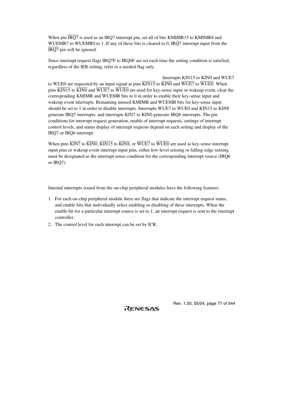 2 internal interrupts | Renesas H8S/2111B User Manual | Page 111 / 582