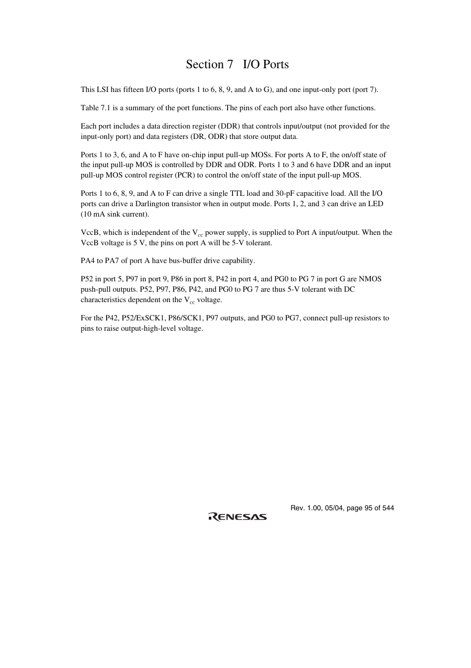 Section 7 i/o ports | Renesas H8S/2111B User Manual | Page 129 / 582