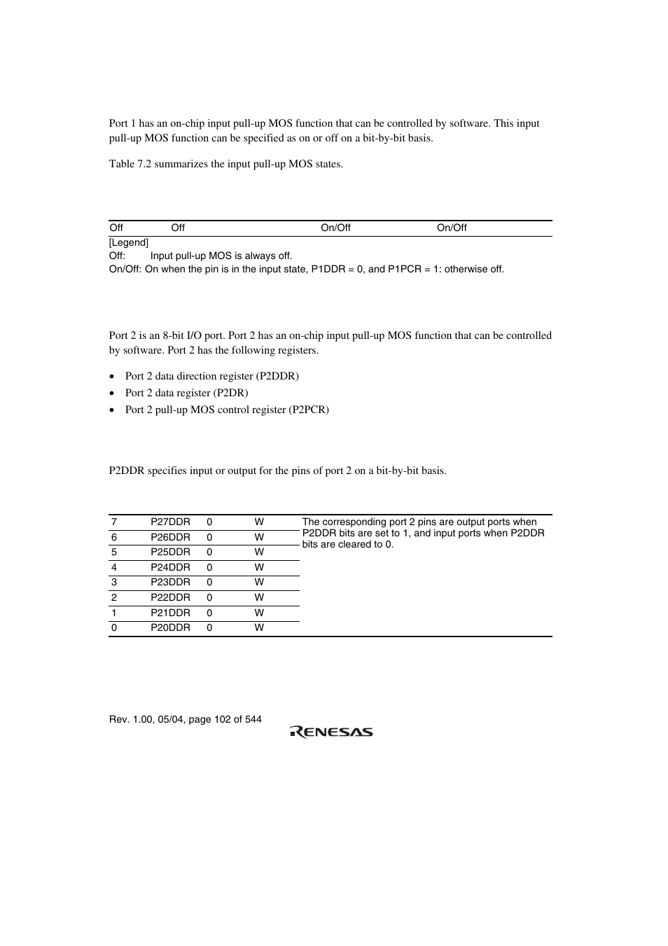 5 port 1 input pull-up mos, 2 port 2, 1 port 2 data direction register (p2ddr) | Renesas H8S/2111B User Manual | Page 136 / 582