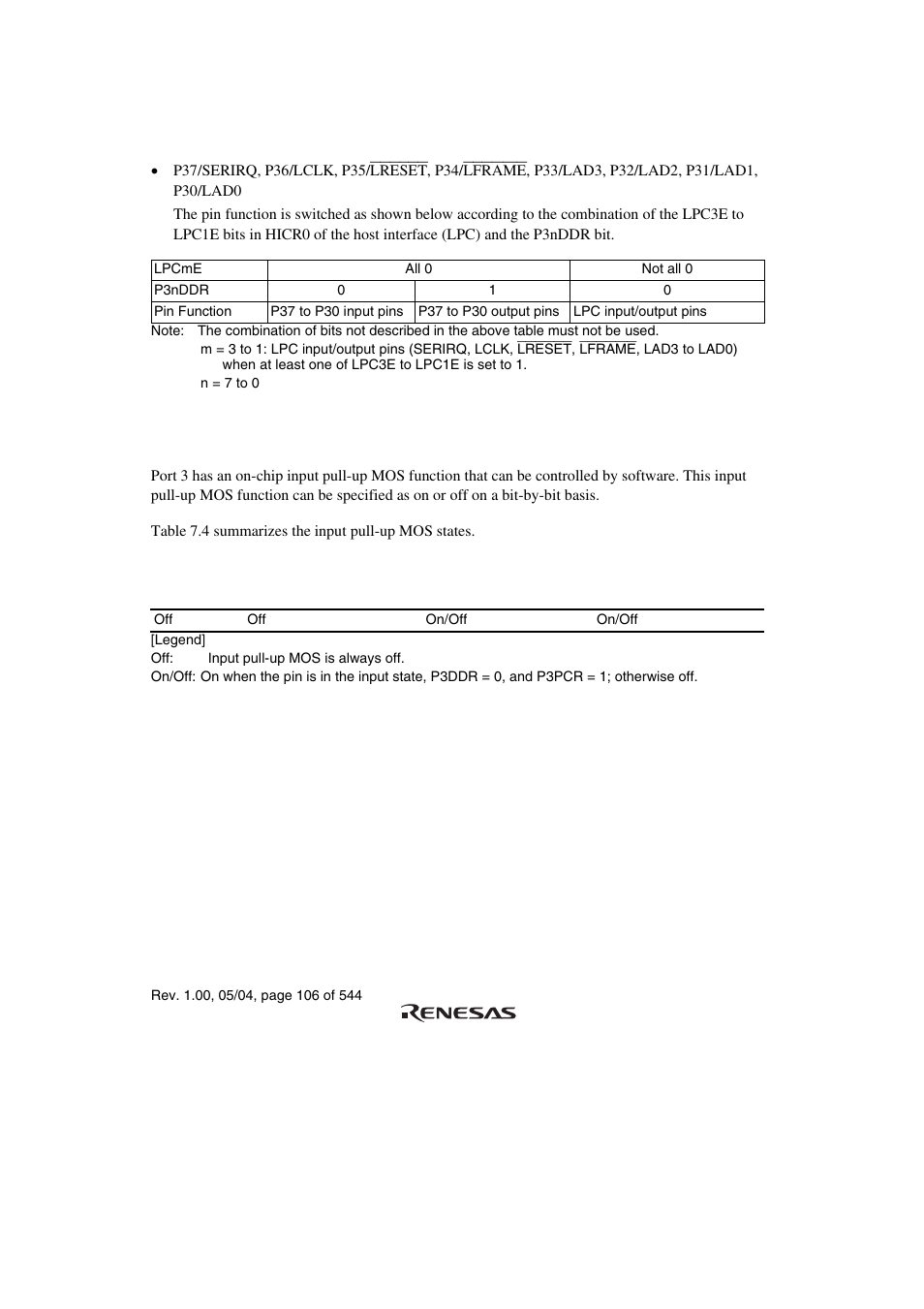 4 pin functions, 5 port 3 input pull-up mos | Renesas H8S/2111B User Manual | Page 140 / 582