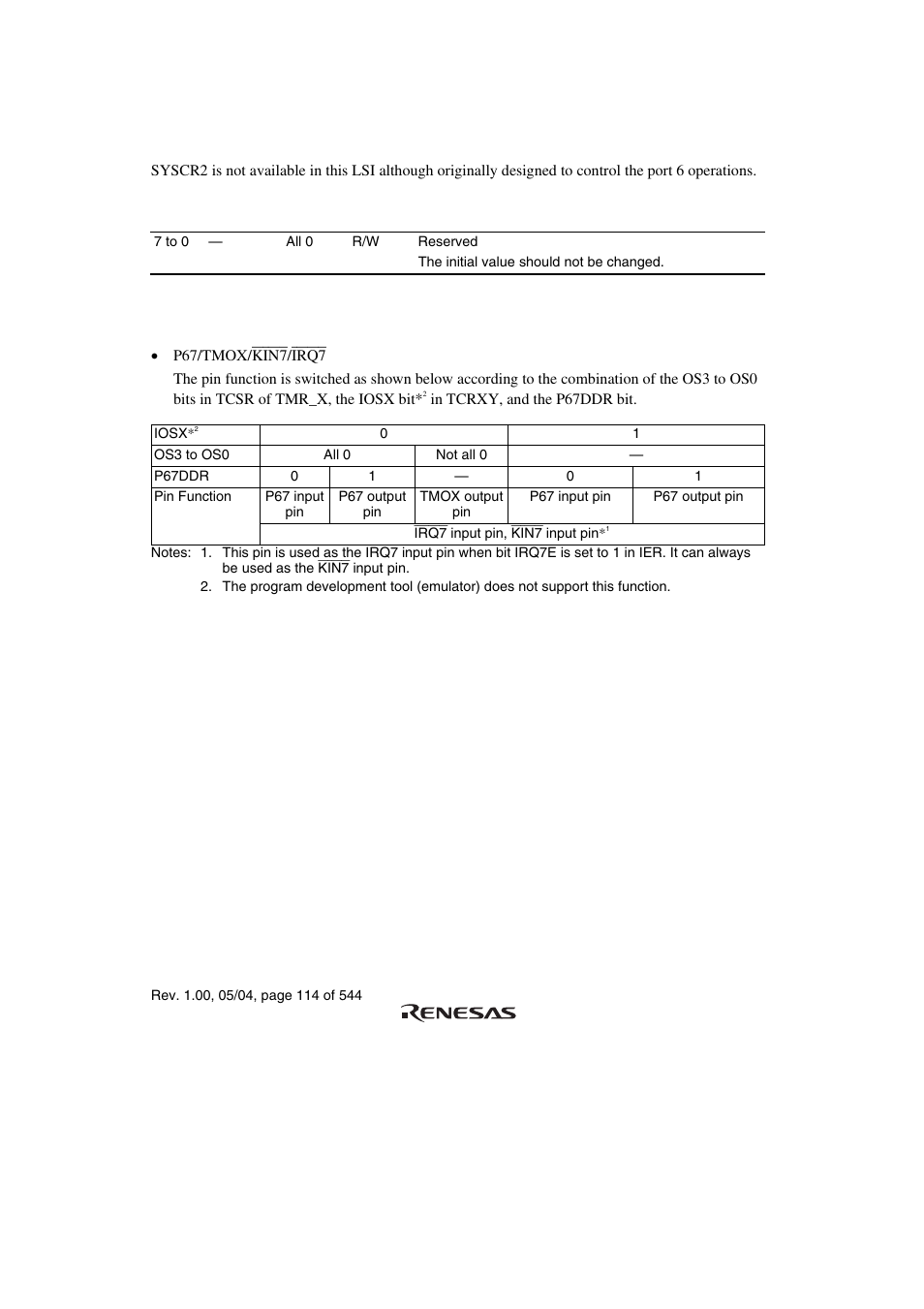 4 system control register 2 (syscr2), 5 pin functions | Renesas H8S/2111B User Manual | Page 148 / 582