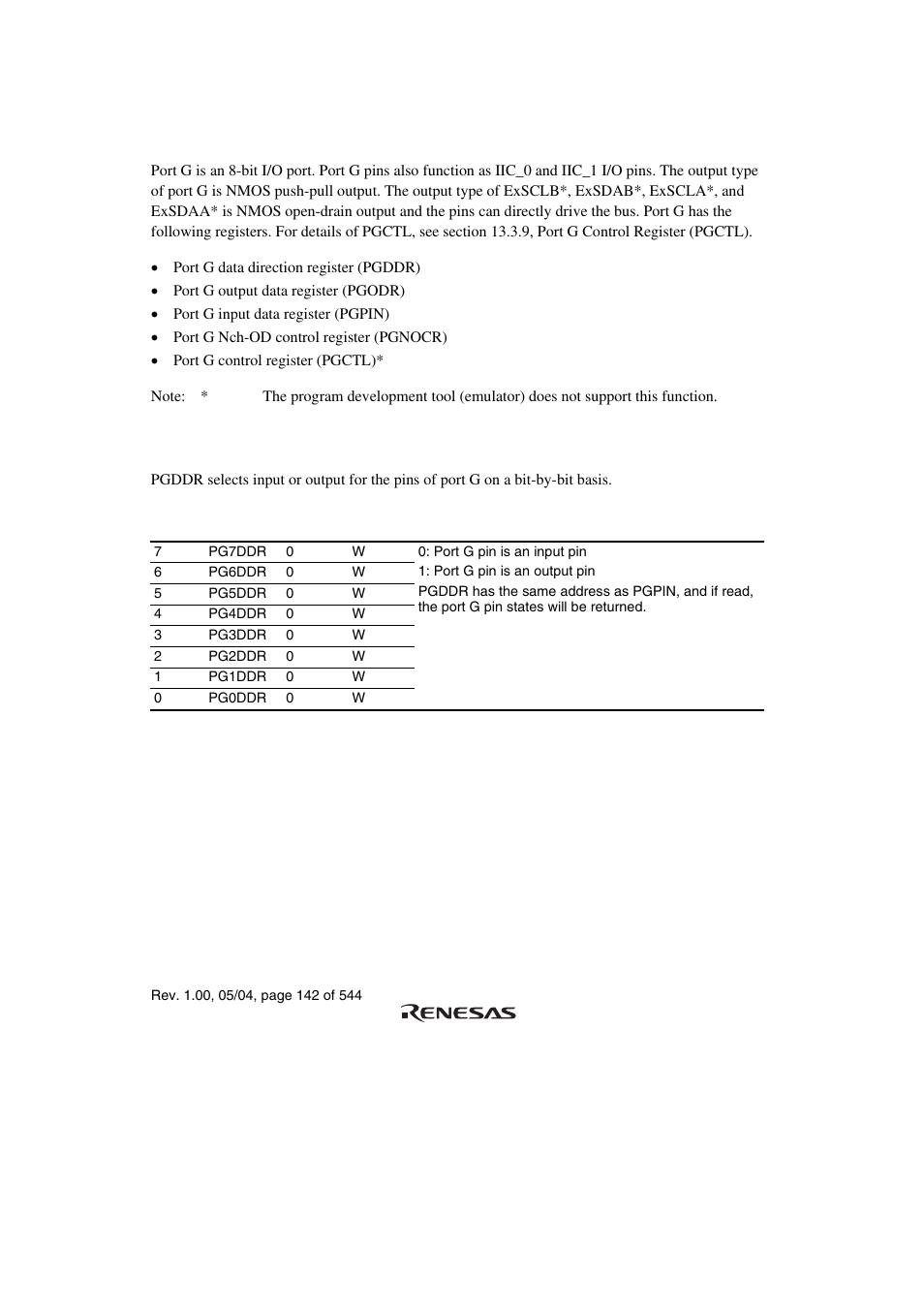 14 port g, 1 port g data direction register (pgddr) | Renesas H8S/2111B User Manual | Page 176 / 582