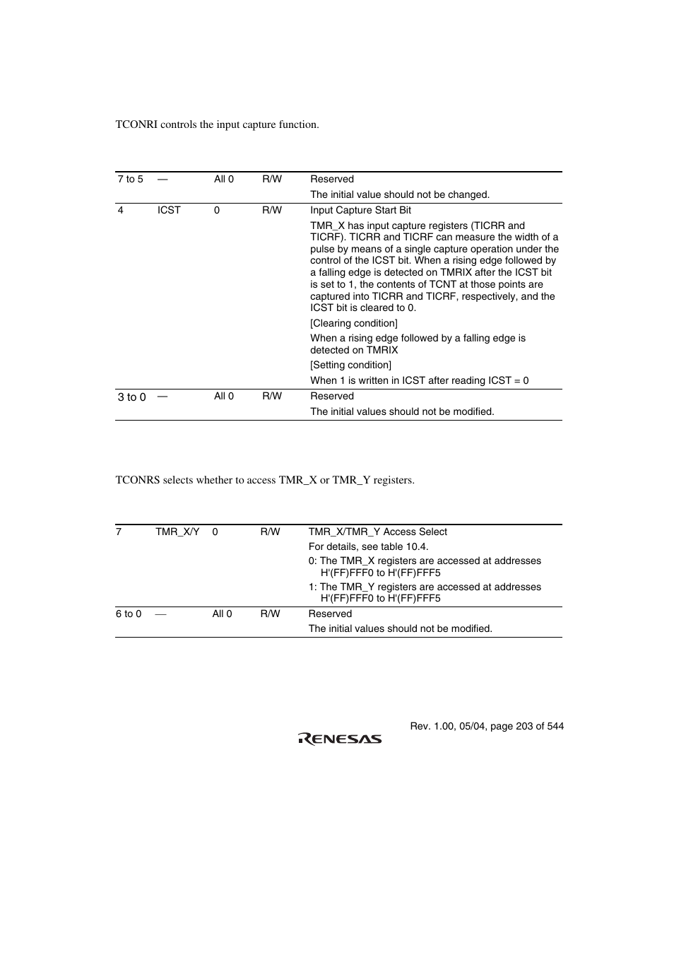 9 timer connection register i (tconri), 10 timer connection register s (tconrs) | Renesas H8S/2111B User Manual | Page 237 / 582