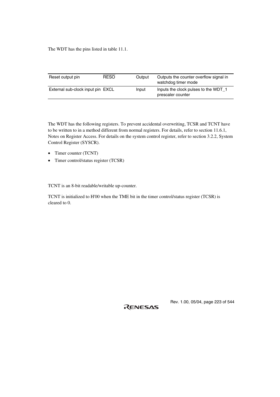 2 input/output pins, 3 register descriptions, 1 timer counter (tcnt) | Renesas H8S/2111B User Manual | Page 257 / 582