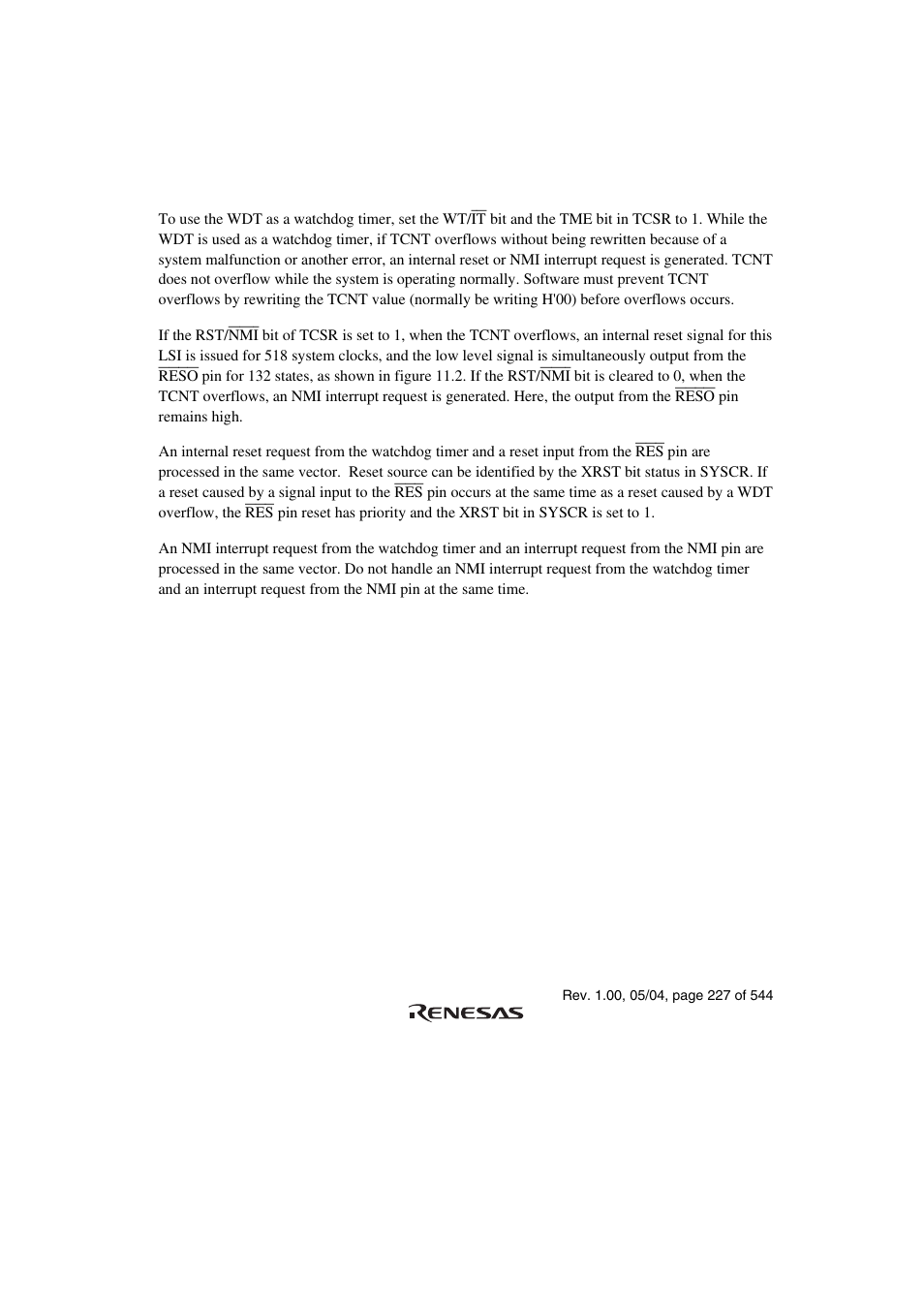 4 operation, 1 watchdog timer mode | Renesas H8S/2111B User Manual | Page 261 / 582