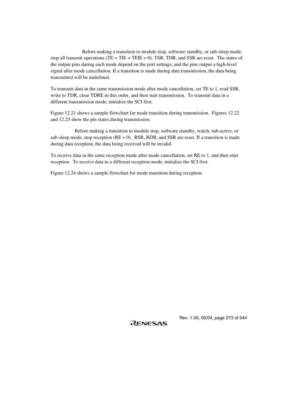6 sci operations during mode transitions | Renesas H8S/2111B User Manual | Page 307 / 582