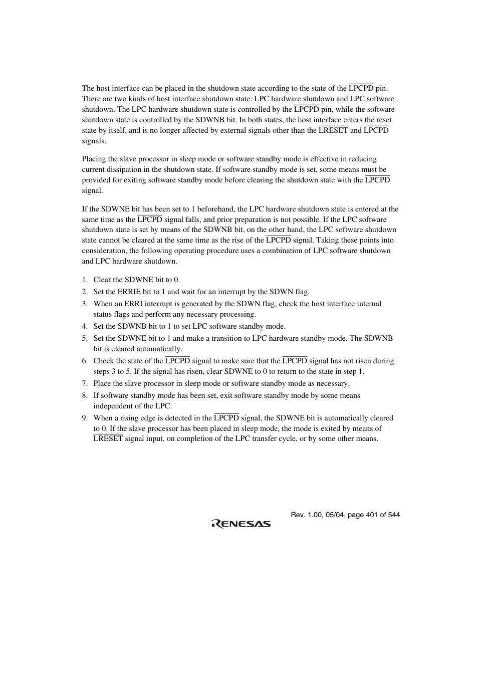 4 host interface shutdown function (lpcpd) | Renesas H8S/2111B User Manual | Page 435 / 582