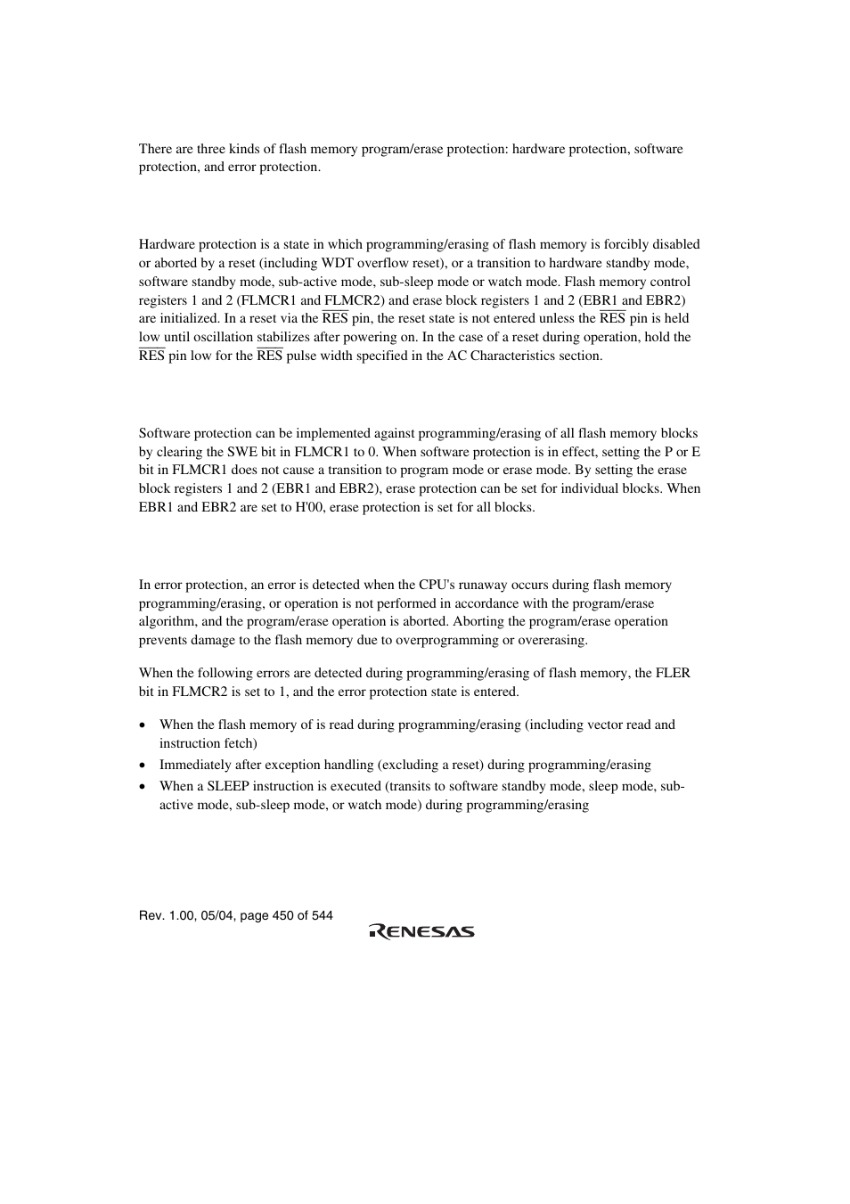 9 program/erase protection, 1 hardware protection, 2 software protection | 3 error protection | Renesas H8S/2111B User Manual | Page 484 / 582