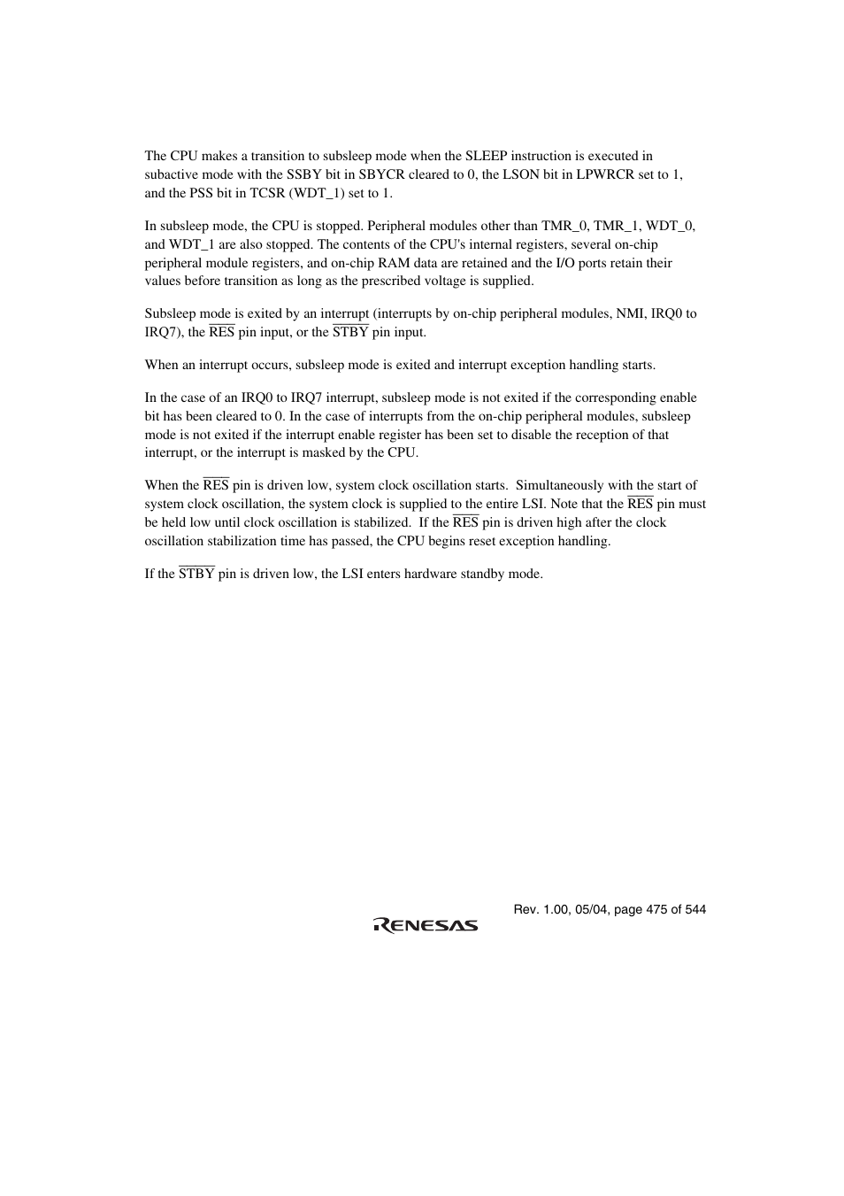 8 subsleep mode | Renesas H8S/2111B User Manual | Page 509 / 582