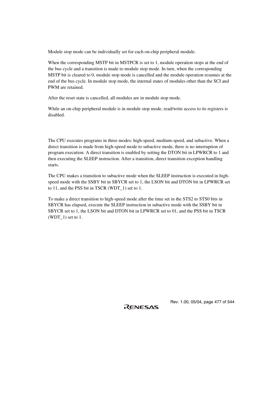 10 module stop mode, 11 direct transitions | Renesas H8S/2111B User Manual | Page 511 / 582