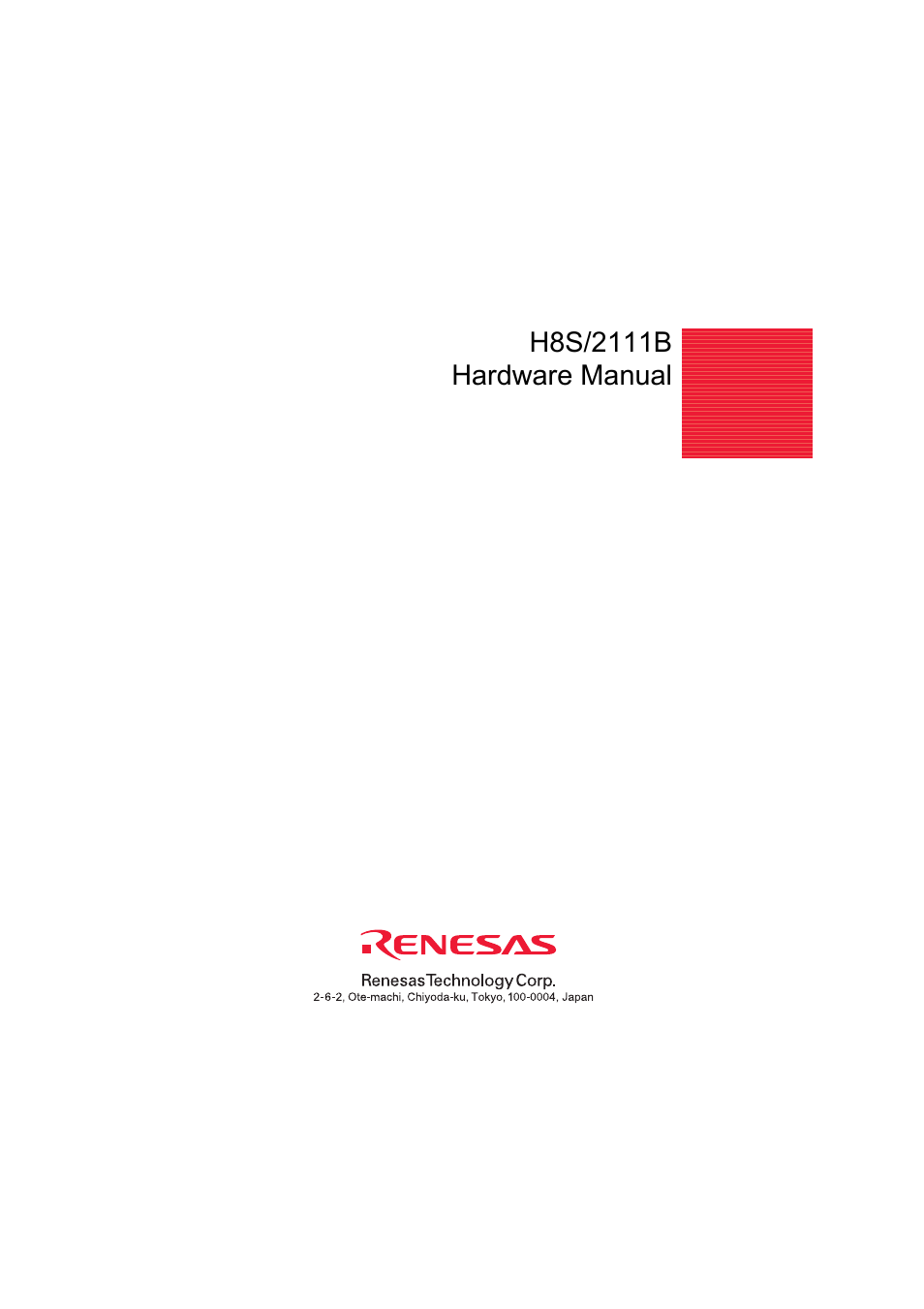 Back cover | Renesas H8S/2111B User Manual | Page 582 / 582