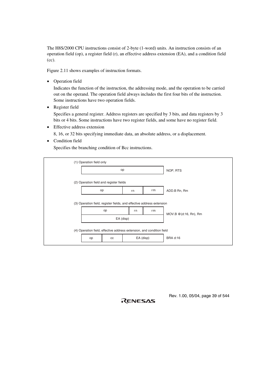 2 basic instruction formats | Renesas H8S/2111B User Manual | Page 73 / 582