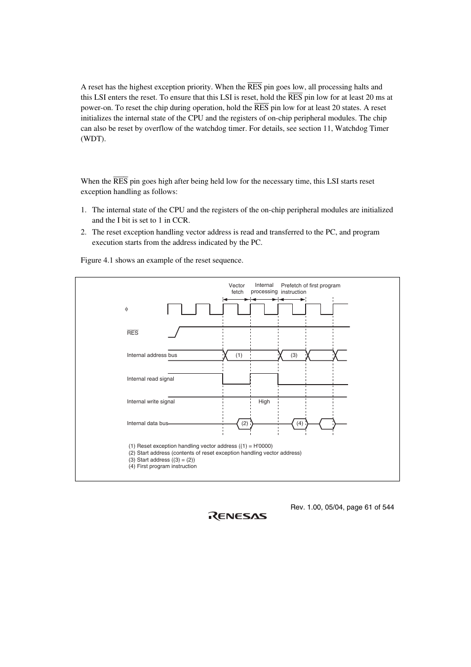 3 reset, 1 reset exception handling | Renesas H8S/2111B User Manual | Page 95 / 582