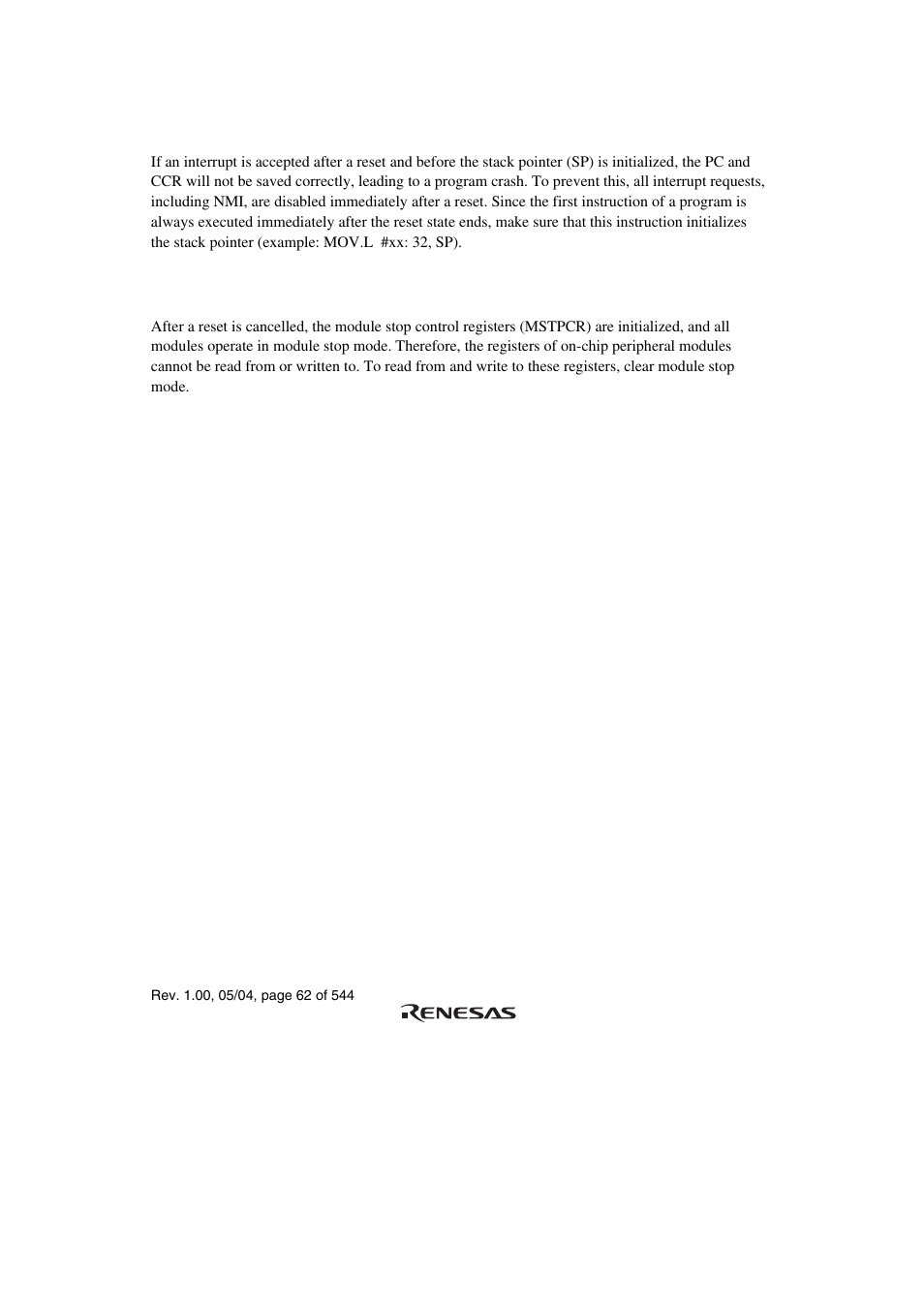 2 interrupts after reset | Renesas H8S/2111B User Manual | Page 96 / 582