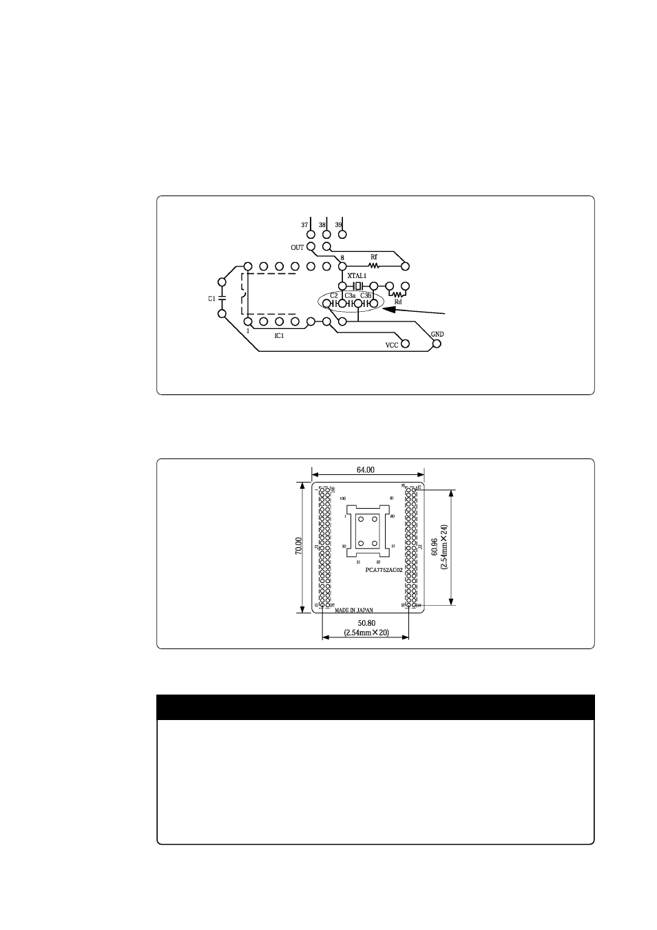 Outline, Pattern of oscillation circuits, External dimensions | Important | Renesas Converter Board PCA7752AG02 User Manual | Page 2 / 2
