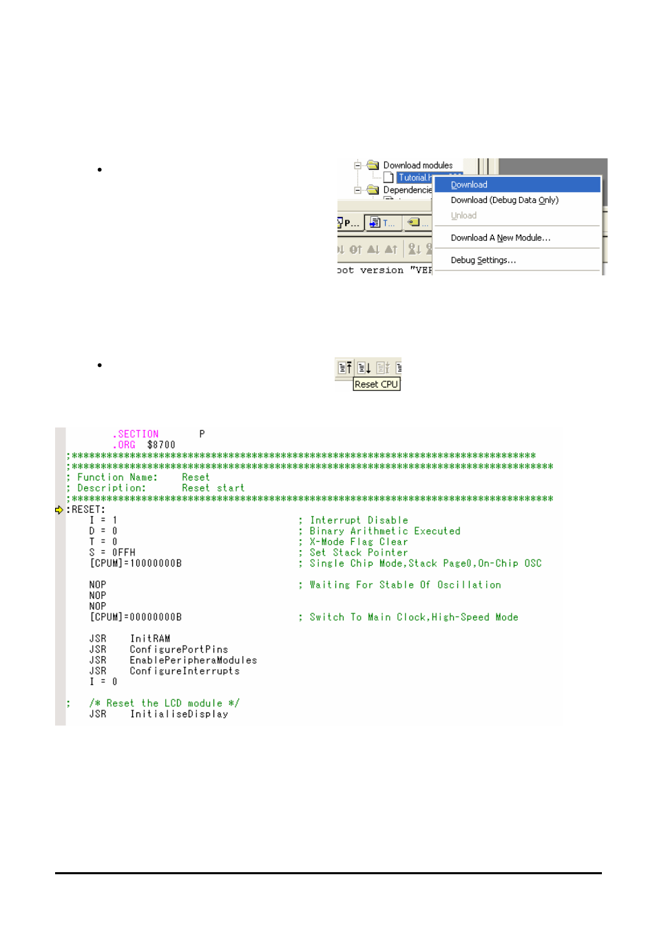 Downloading and running the tutorial, Chapter 6. downloading and running the tutorial | Renesas 7542 User Manual | Page 11 / 20