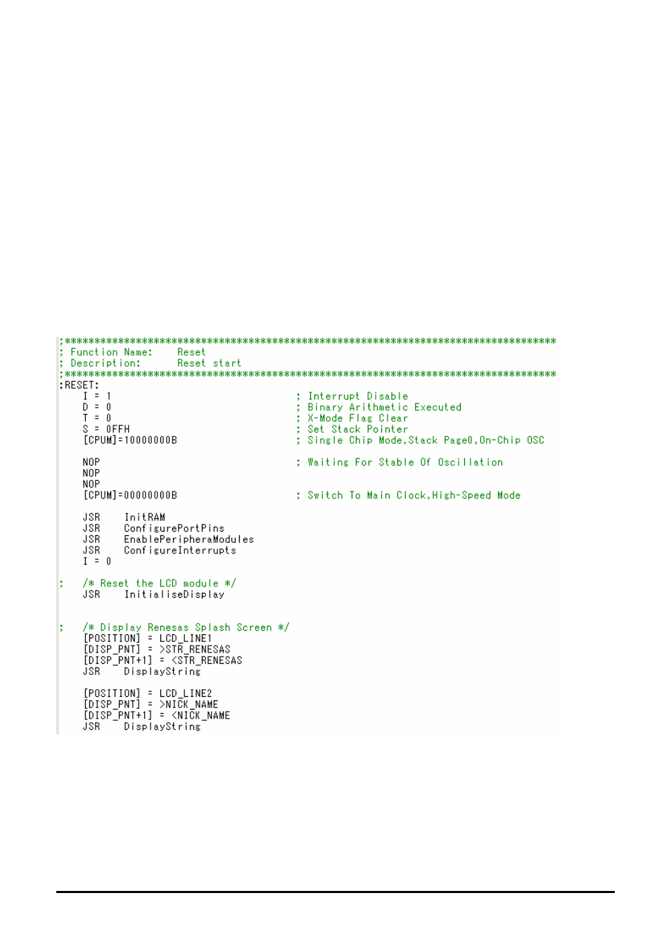 Project files, Standard project files, Main tutorial code (main.a74 / main.inc) | Chapter 7. project files | Renesas 7542 User Manual | Page 16 / 20