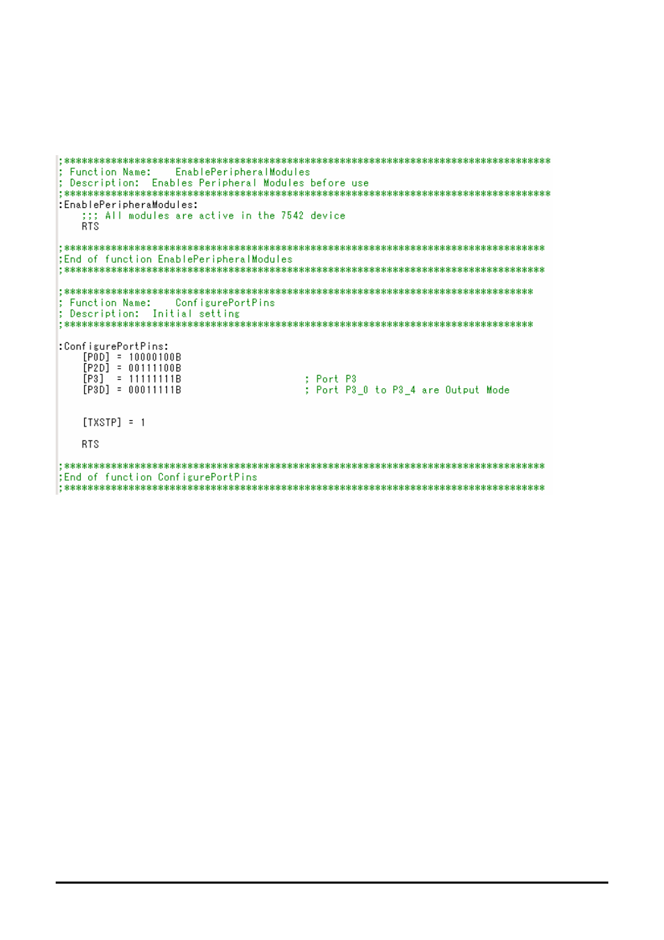 Board initialisation code (hwsetup.a74) | Renesas 7542 User Manual | Page 17 / 20