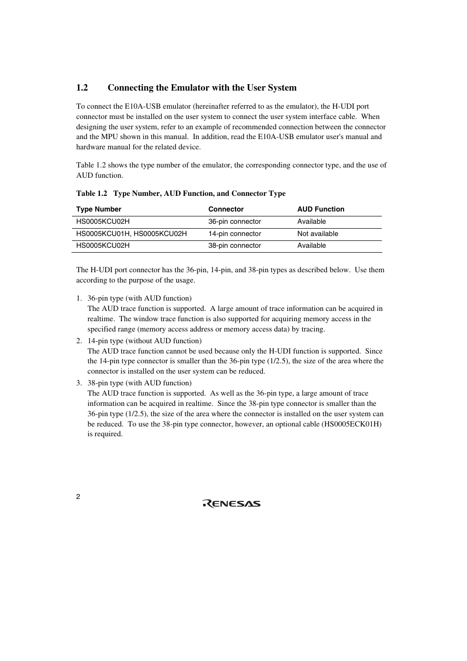 2 connecting the emulator with the user system | Renesas Emulator System SH7362 User Manual | Page 10 / 66