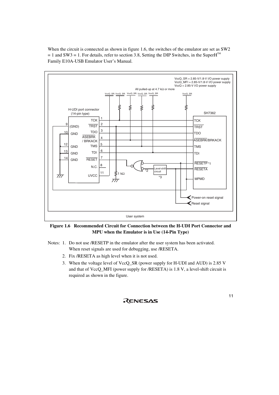 Family e10a-usb emulator user’s manual | Renesas Emulator System SH7362 User Manual | Page 19 / 66
